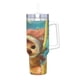 thumbnail image 2 of Pookoo Vaso aislado de acero inoxidable con asa, diseño temático, regalo para familia, amigos y fans; incluye pajita y encaja en el portavasos estándar, 40 oz, 2 of 6