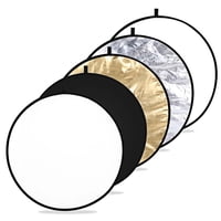 Xusx111 - 32 ""(80 Cm) Reflector De Luz 5 En 1 Plegable Redondo Difusor De Luz Reflector De Fotografía Portátil Para Estudio O Iluminación De Fotos Al Aire Libre, Translúcida/Plata/Oro/Blanco/Negro