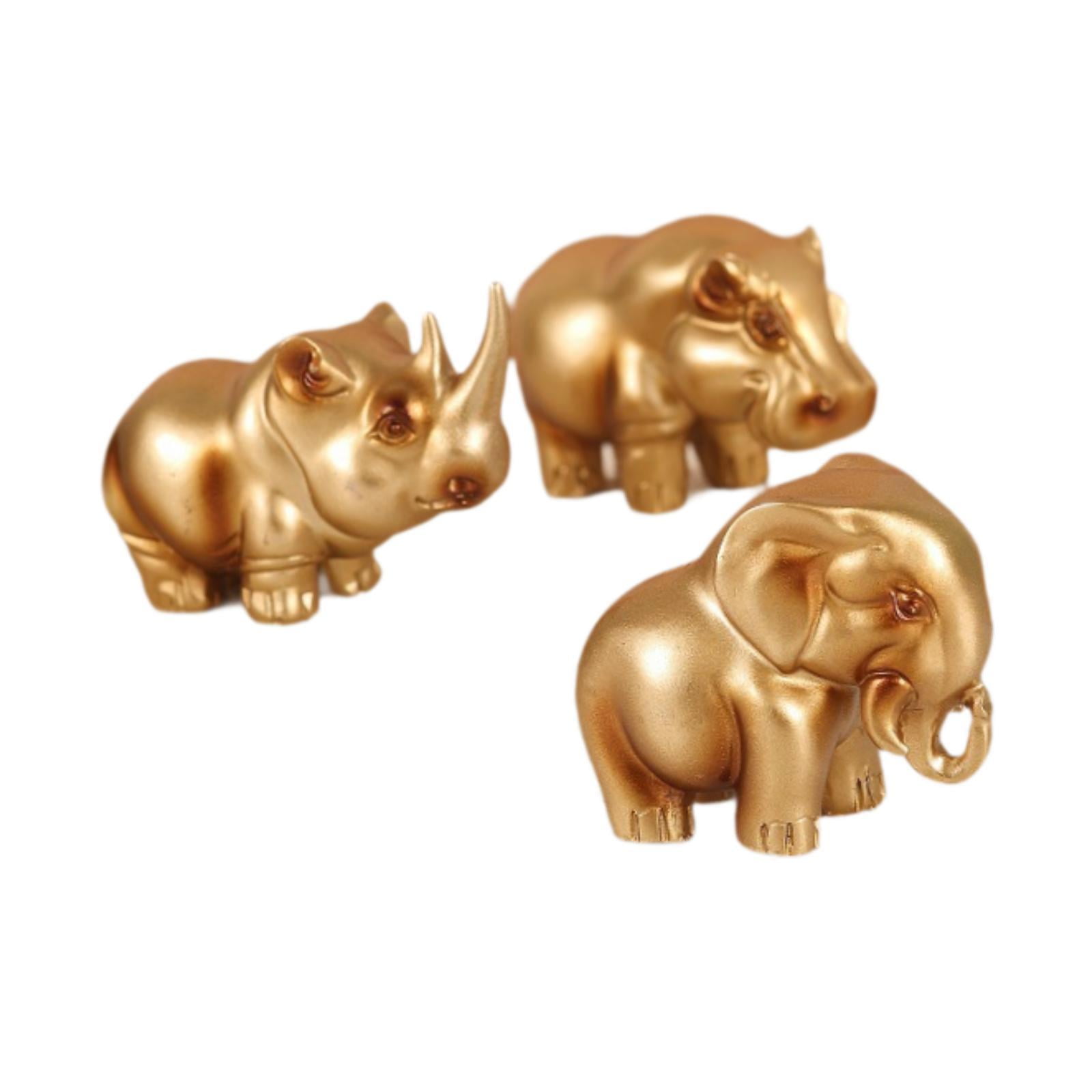 Bothyi - Juego De 3 Figuras De Hipopótamo, Elefante Y Rinoceronte Para Estante De Porche De Sala De Estar