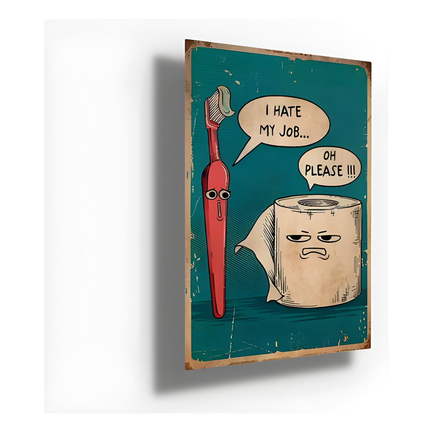 Genérico - Cartel Metálico Baño Vintage Decorativo Blanco