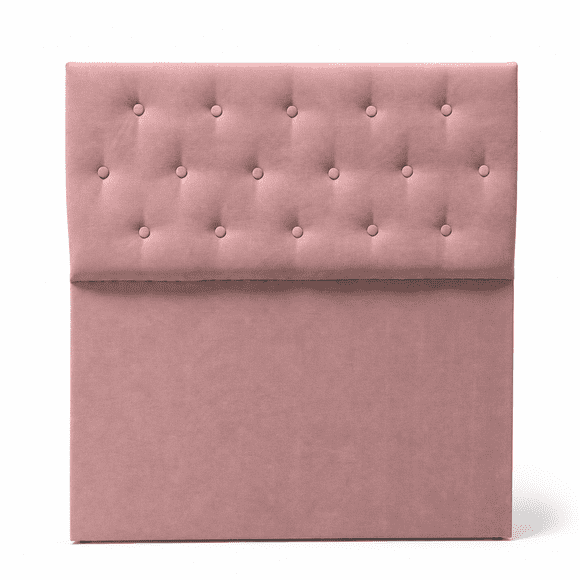 Respaldo de cama Botoné 1.5 Plaza felpa rosa palo