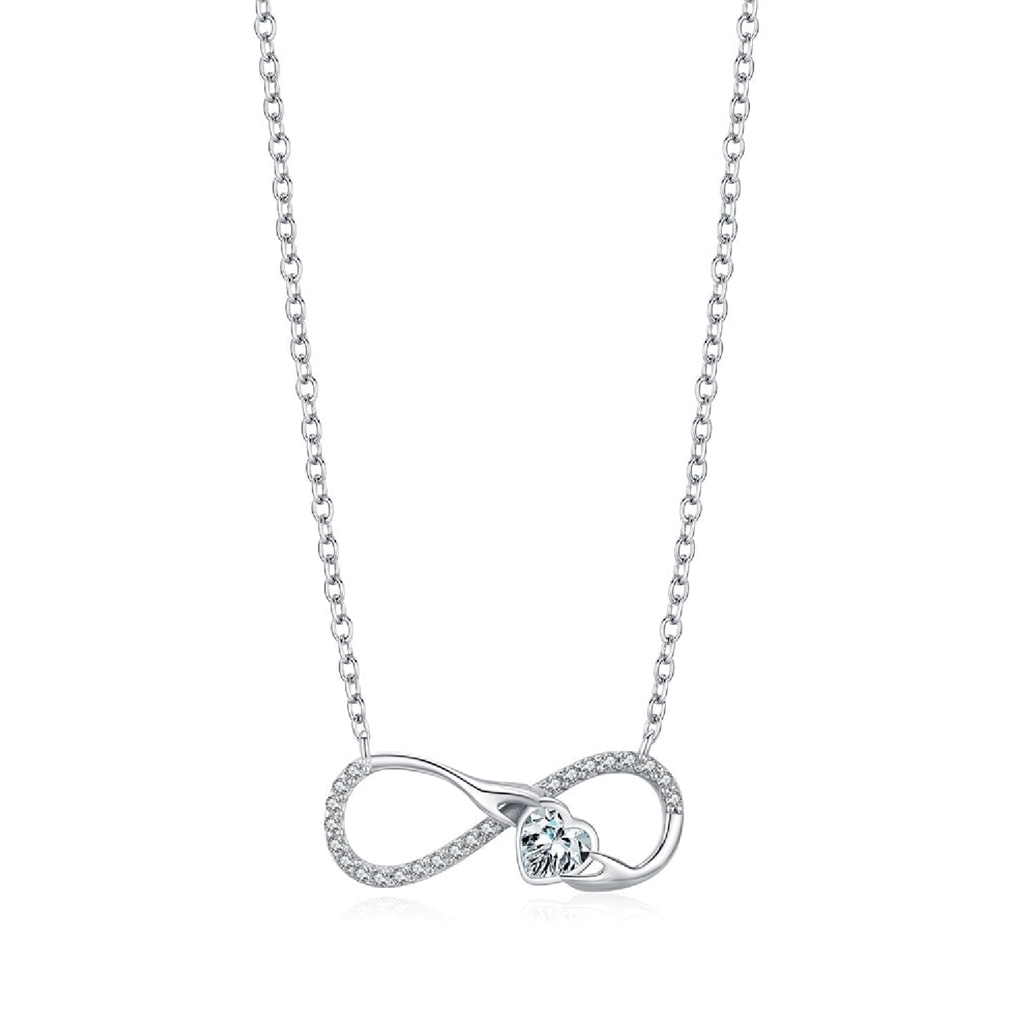 Collar Heshpaws S925 Plata Pura Corazón Zirconia Blanco