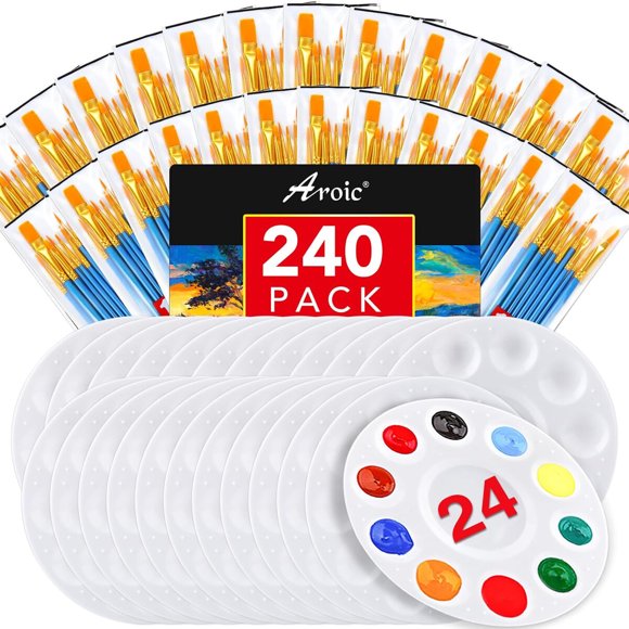 Set de Pinceles Aroic de 240 Piezas con Paletas para Acrílico