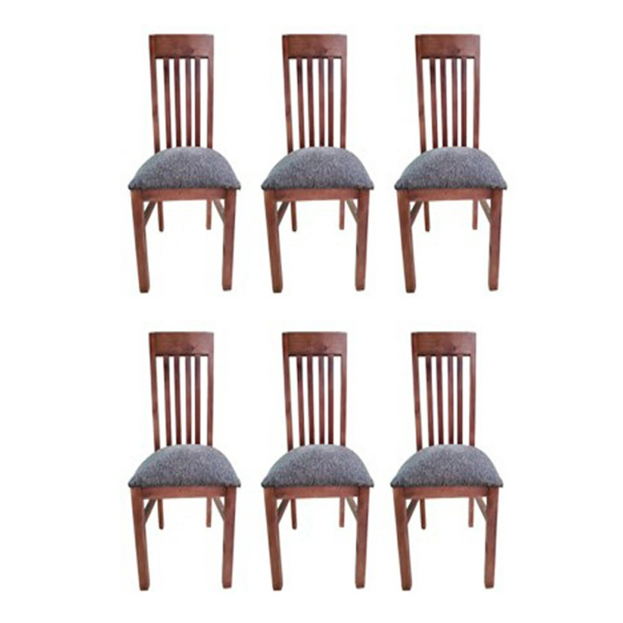Koliat - Pack 6 Sillas Italia Nogal Tapiz Gris
