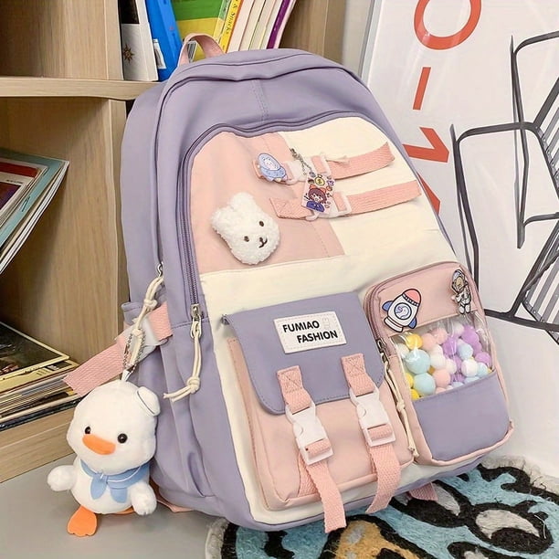 Be Trendy and Stylish with this Kawaii Colorblock Student Schoolbag!
