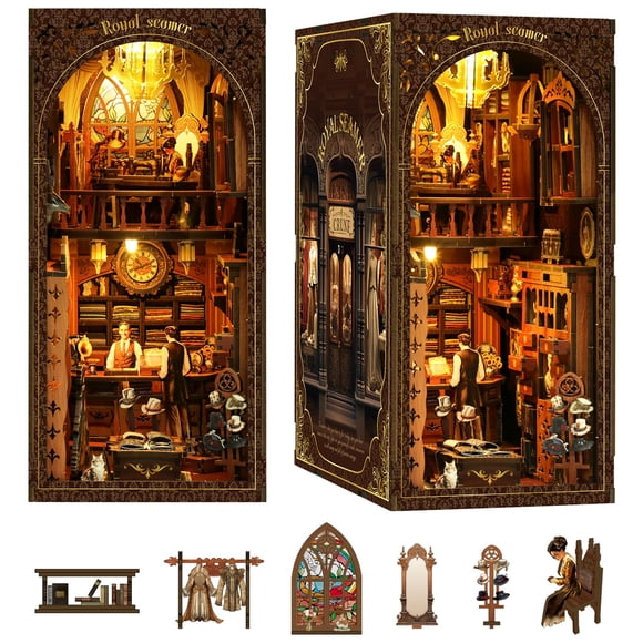 Book Nook 3DVASE DIY Casa de muñecas en miniatura con luz LED