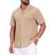 thumbnail image 5 of Camisa de Jacquard Hueco para Hombre con Cuello de Campamento y Manga Corta Textura de Playa 3XL Caqui, 5 of 6