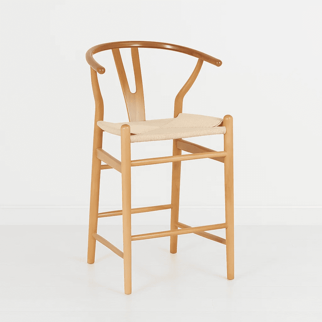 Klik Muebles - Taburete Wishbone Madera Y Hilo De Cuerda - Natural