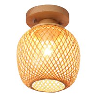 Ioensy - Bambú Mimbre Linterna Pantalla Techo Lámpara Accesorio Cocina C