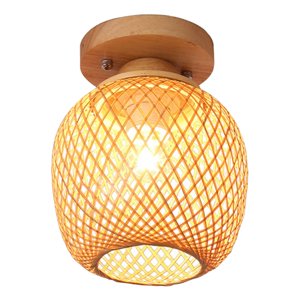 Ioensy - Bambú Mimbre Linterna Pantalla Techo Lámpara Accesorio Cocina C