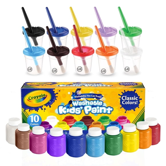 Set de pintura The Mega Deals, lavable para niños, con pinceles y tazas