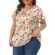 thumbnail image 4 of GRACIA Y GRANDEZA Blusas de Chifón con Cuello de Ojal y Mangas Cortas Acampanadas con Estampado Floral para Mujer Talla Grande 6X Albaricoque, 4 of 7