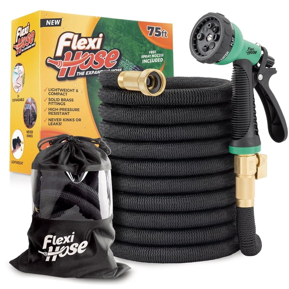 Manguera de jardín Flexi Hose Plus de 75 pies con boquilla de 8 funciones