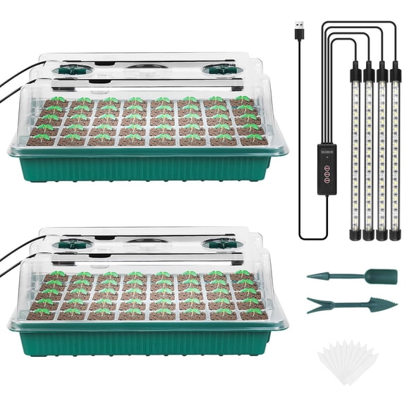 Bandeja Seed Starter Sondiko con Grow Light, 80 celdas y cúpula, paquete de 2