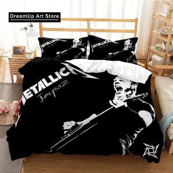 x1248 Bed SheetsMetal Music Band M-Metallica Bedding Set Twin Full Size Bed Set Adult Kid Bedroom Duvet cover Set Home Textile 3-Piece Bedding Set (1 Duvet Cover + 2 Pillow Shams) nj1248