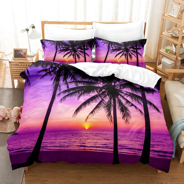 Sunset on Hawaii beach Bedding Set 3PC Duvet Cover Pillowcases Comforter Cover3-Piece Bedding Set