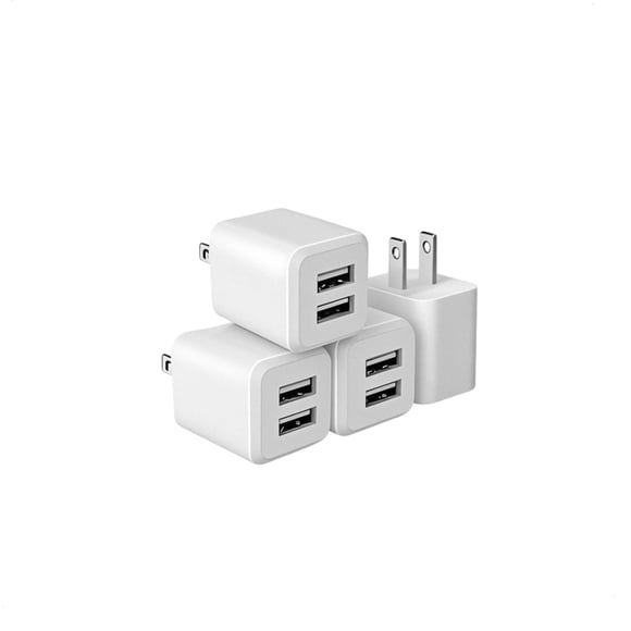 Cargador USB REKNA de Doble Puerto 5V/2.4A 110V Blanco