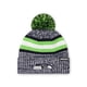 thumbnail image 1 of Gorro FOCO Seattle Seahawks NFL Heather Team Stripe Pom, 1 of 5