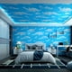 thumbnail image 2 of 1 Roll 17.72in*236.22in Self-Adhesive PVC Wallpaper Moisture-proof Wallpaper Self-adhesive Ceiling Wall Stickers Ceiling Blue Sky White Cloud Stickers Living Room Window Background Wall Renovation De, 2 of 4