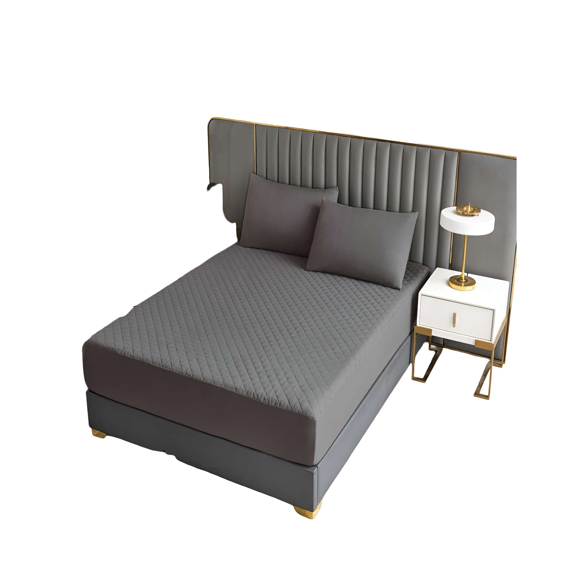 Genérico - Cubrecolchon Impermeable King Gris Oscuro