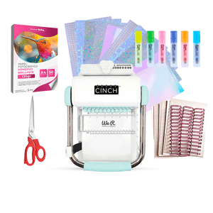 We R Memory Keepers - Kit Encuadernadora Cinch Menta + Papel Adhesivo + Planner A5