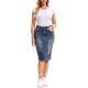 thumbnail image 2 of INSPIRE CHIC Faldas de Mezclilla para Mujer de Cintura Alta con Abertura Trasera a la Rodilla en Gris Azul M, 2 of 6