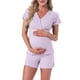 thumbnail image 1 of INSPIRE CHIC Conjuntos de Pijama de Maternidad de Modal Mangas Cortas Ropa de Lactancia Conjunto de Ropa de Estar Postparto Tops de Lactancia y Shorts S Púrpura, 1 of 6
