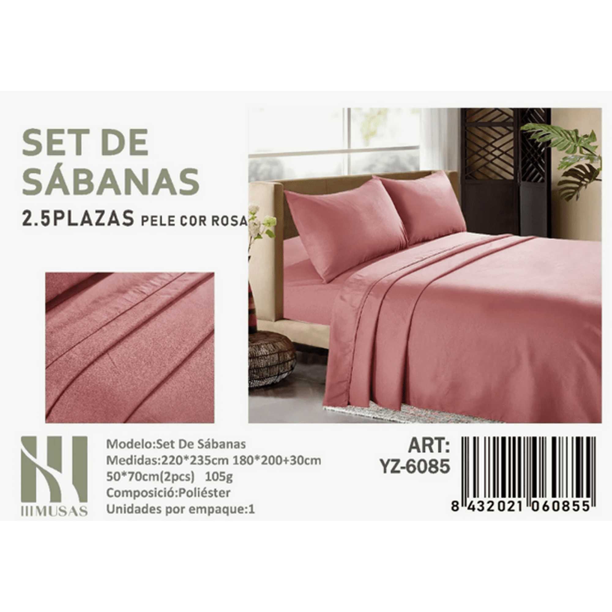Todostore - Set De Sabanas King Color Negro Rosa Hilos + 2 Funda De Almohada