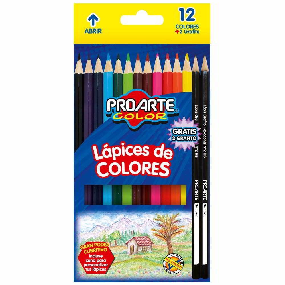 Set De Lápices 12 Colores + 1 Lápiz Grafito Proarte