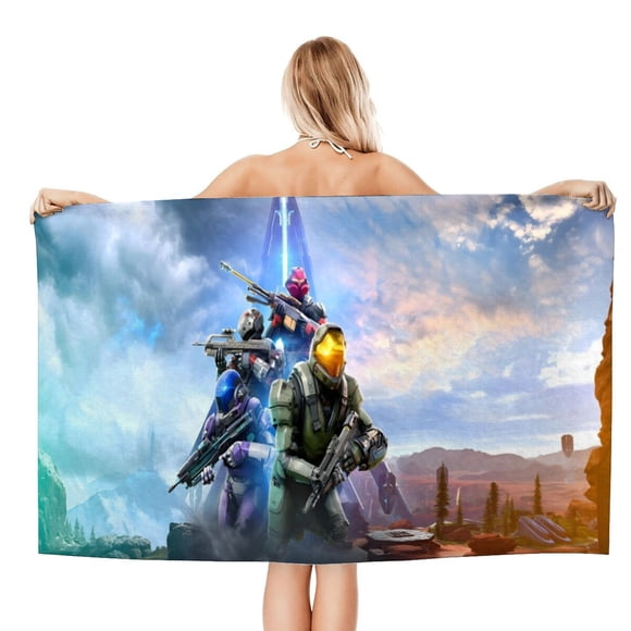 Halo Toalla de playa de secado rápido con diseño temático, regalo para mujeres y niñas, ideal para cumpleaños, fans, amantes de la música, uso en la playa o al aire libre, 78 × 150 cm