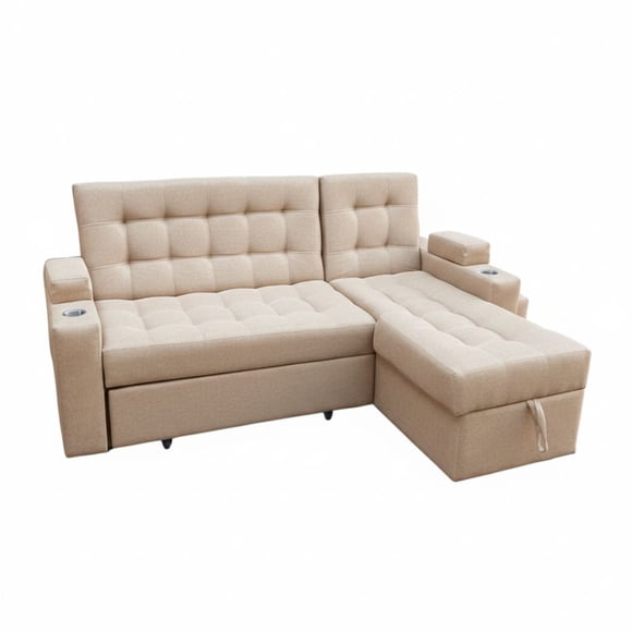 Sofa cama en L con Baul Color Beige
