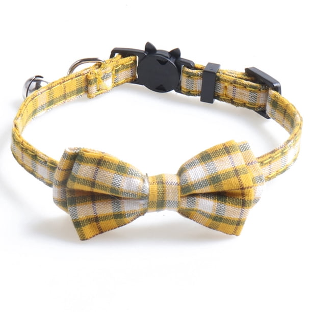 Pajarita para perro, collar para perro y gato, collar para perro con hebilla a cuadros, suave y cómodo para perros y gatos