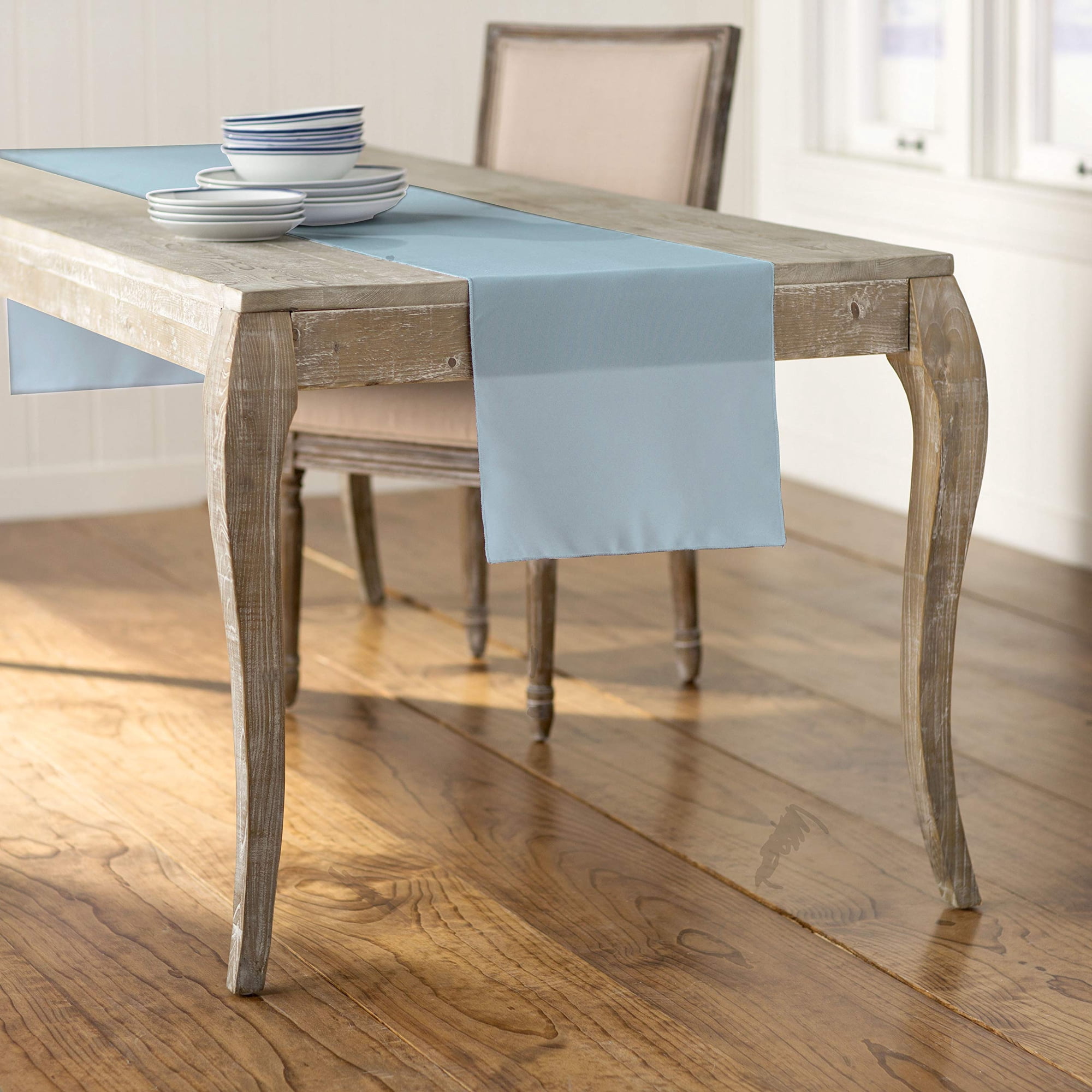 La Linen - Table Runner La, Popelina De Lino Y Poliéster, 36 X 275 Cm, Azul Claro