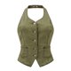 thumbnail image 2 of INSPIRE CHIC Chaleco de Mezclilla para Mujer de Regreso a Clases con Cuello Halter, Abotonado, Sin Espalda, Chaleco de Jean L Verde Militar, 2 of 6