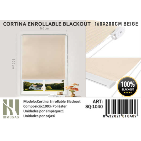 Tecnocasa - Cortina Roller Blackout 160X200Cm Beige-1040