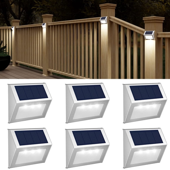 Luces solares JSOT impermeables para postes de valla para exteriores, paquete de 6