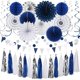 thumbnail image 1 of Decoración para Fiesta Hugtmr Azul Marino, Blanco y Plata, 33 Piezas, 1 of 3