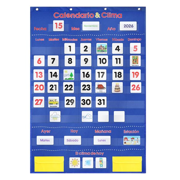 Cartel De Bolsillo De Calendario Y Clima 142 Tarjetas Azul