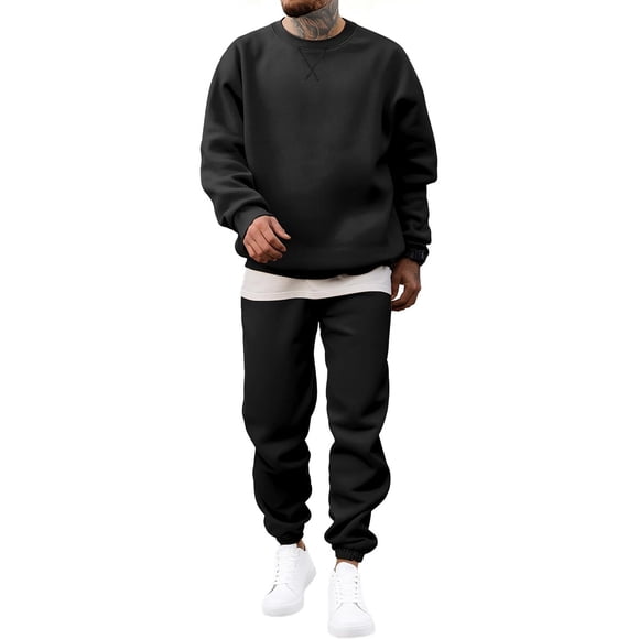 JMIERR Conjunto deportivo de 2 piezas para hombre, polerón de cuello redondo y pantalón jogger
