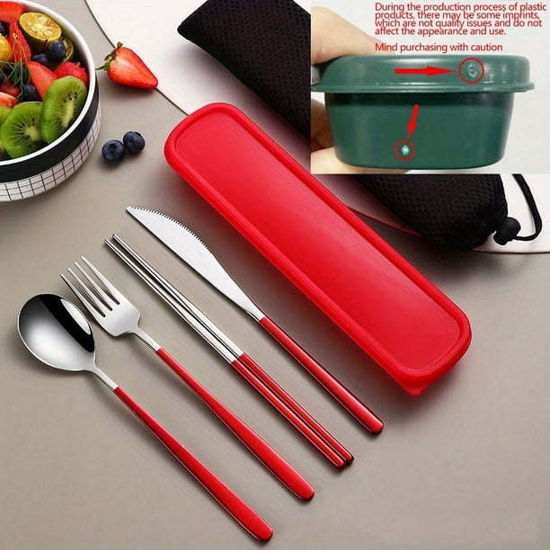 Set, 304 Stainless Steel Portable Gift Cutlery Set Korean Cutlery Knife Fork Spoon Chopsticks Four Piece Set Portable