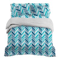 Doral - Plumón Sherpa+ Sábana Microfibra De 2 Plazas Diagonales Azules