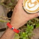 thumbnail image 4 of Pulsera hombre dijes acero triple cuero trenzado rojo, 4 of 6