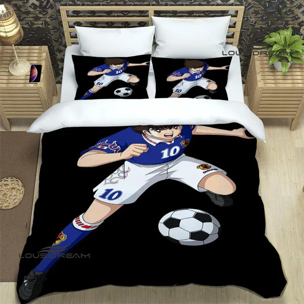 v770 Bed Sheets Captain Tsubasa Cartoon Bedding Sets exquisite bed supplies set duvet cover bed comforter set bedding set luxury birthday gift 3-Piece Bedding Set (1 Duvet Cover + 2 Pillow Shams) Bed