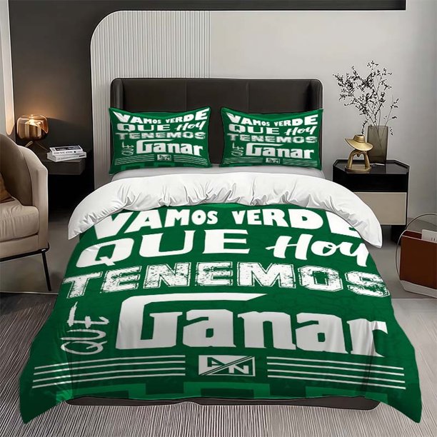 Atl\u00E9tico Nacional Win Motivational Poster Theme Bedding Three-Piece Set Duvet Cover Pillowcase Set