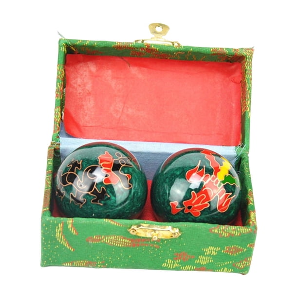 Bolas para de Manos con Caja de Almacenamiento, Fortalecimiento de La Muñeca de La Mano, Bolas de Baoding Chinas para La Destreza de Los Dedos , Verde