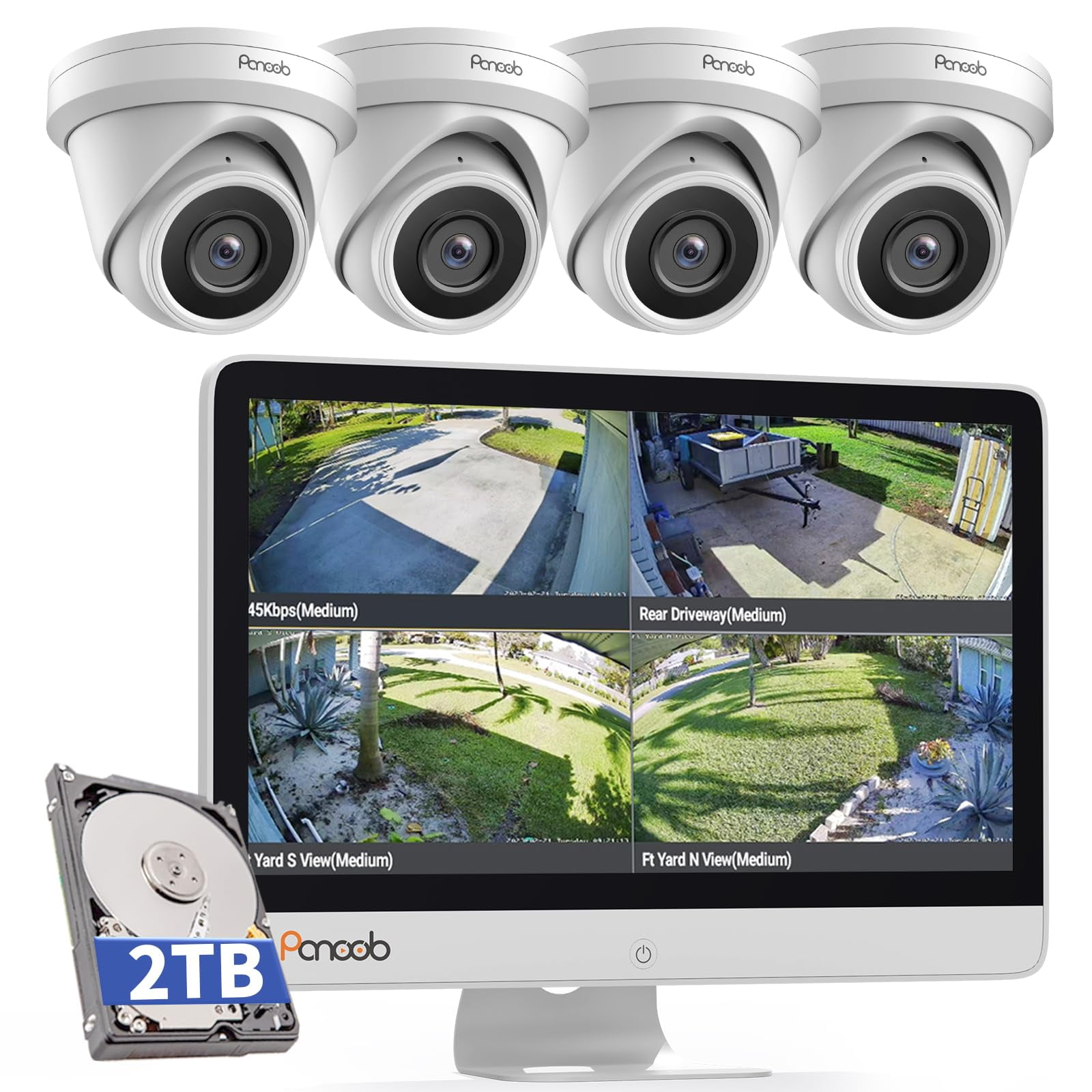 Sistema De Cámara De Seguridad Panoob Con Cable De 8 Mp Y 8 Canales Con Monitor