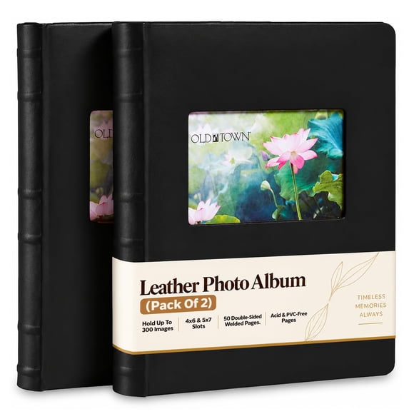 Álbum de fotos Old Town Pack de 2, negro, con ranuras 5×7 y 4×6