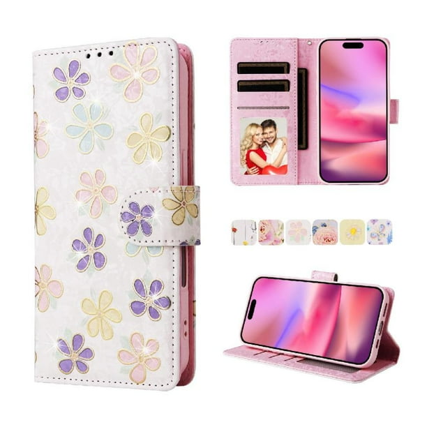 FOXDOCK Funda Tipo Cartera Floral para Samsung Galaxy S25 ,Funda con Tapa de Cuero PU, Protección Antigolpes con Ranuras para Tarjetas y Soporte