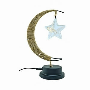 Genérico - Lámpara Led Media Luna Con Cáñamo Y Colgante Estrella