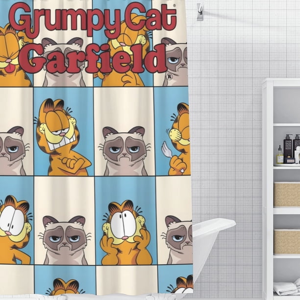 Grumpy Cat Cortina de Ducha para Baño Decoración del Hogar, Cortinas de Baño Impermeables Duraderas, Cortina de Baño, Decoración de Baño para Adultos Niñas Niños, Regalos para Casa 119cmX180cm